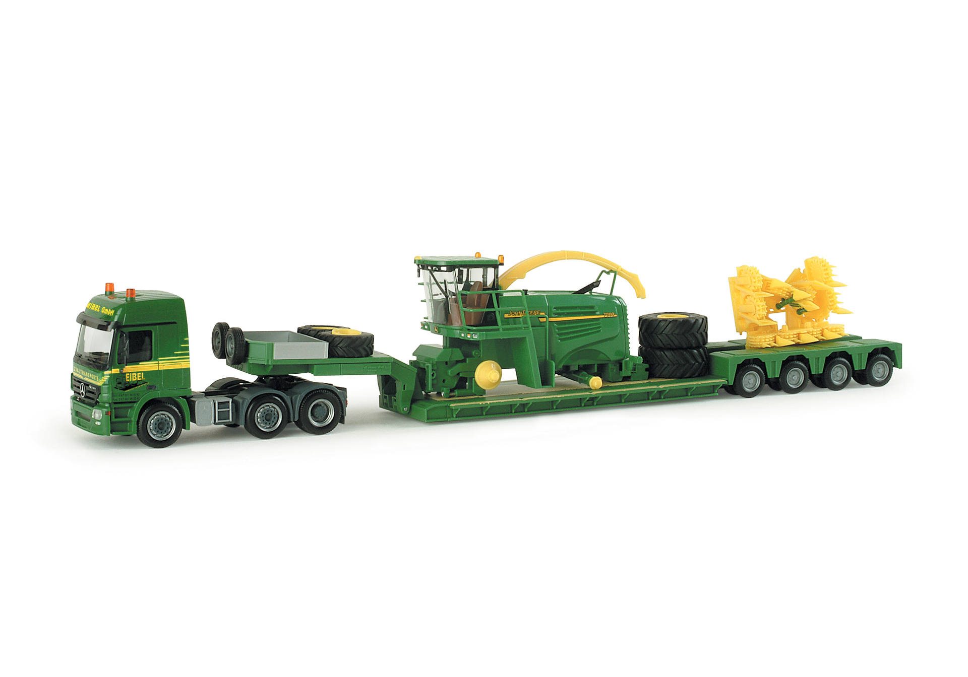Mercedes-Benz Actros L Tieflade-Sattelzug mit John Deere Feldhäcksler "Spedition Eibel"