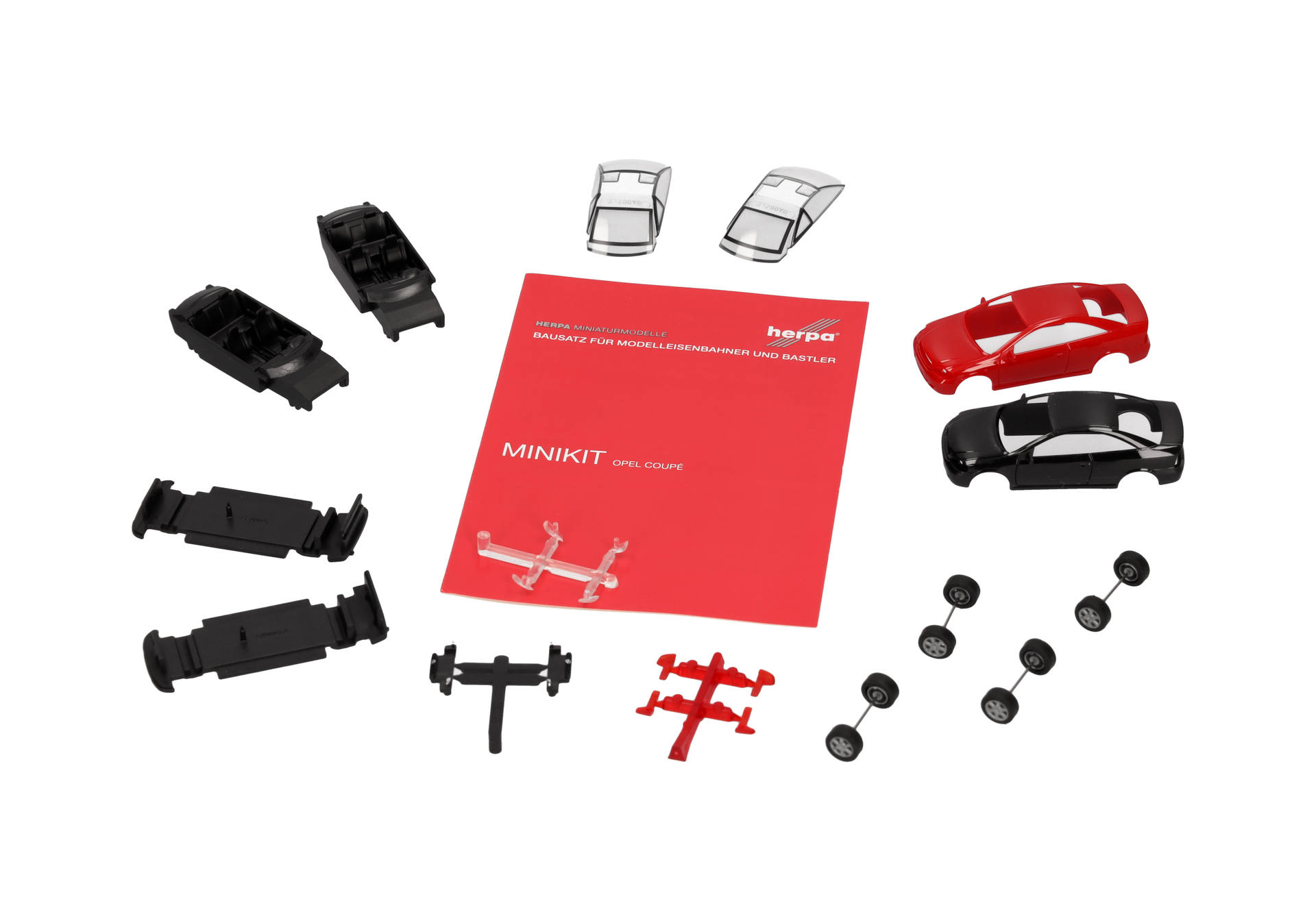 Herpa MiniKit: Opel Coupé (2000), Schwarz und Magmarot, 2 Stück
