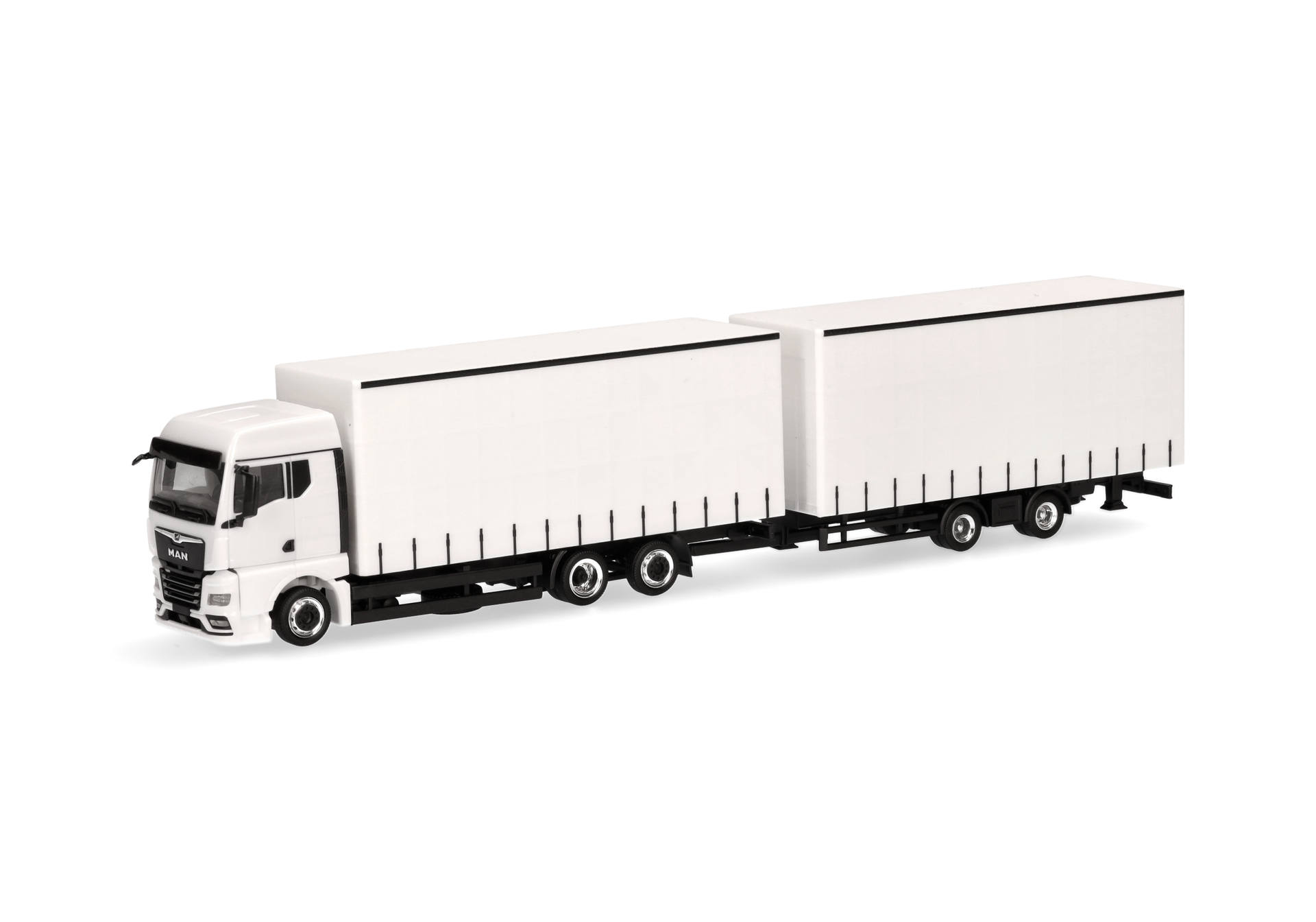MAN TGX GM volume curtain canvas trailer truck, white