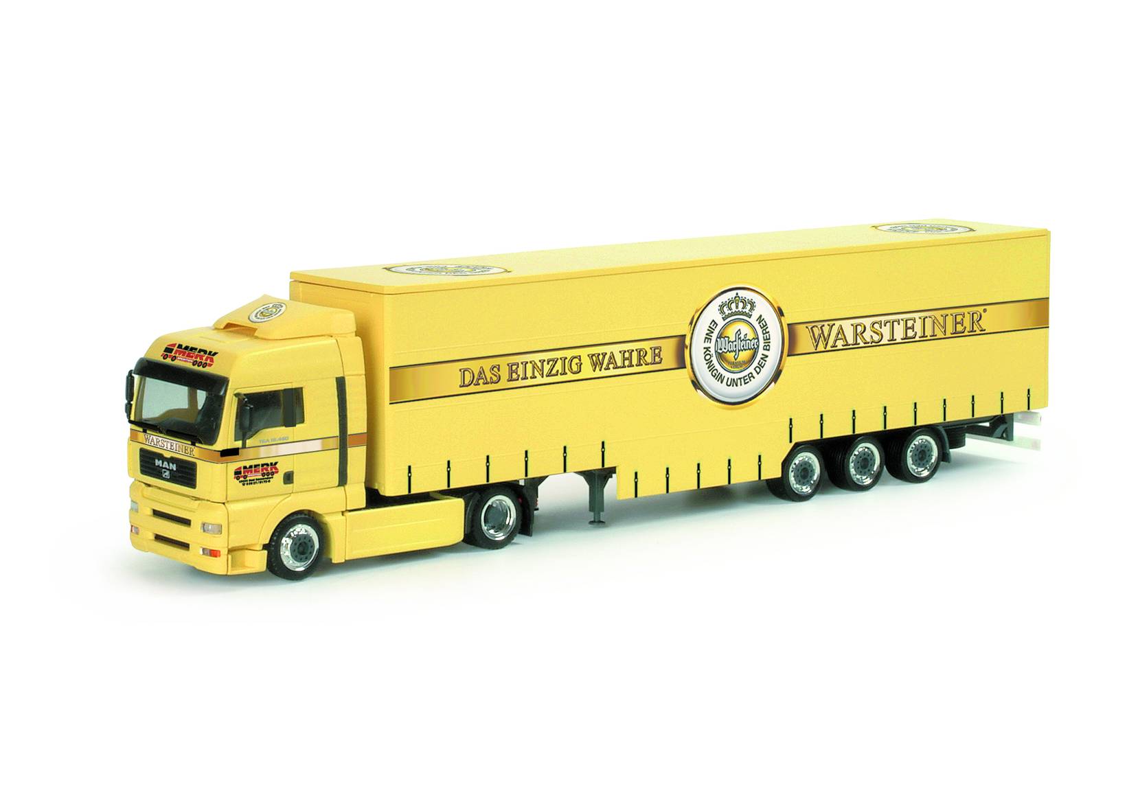 MAN TGA XLX bulk volume semitrailer "Warsteiner"