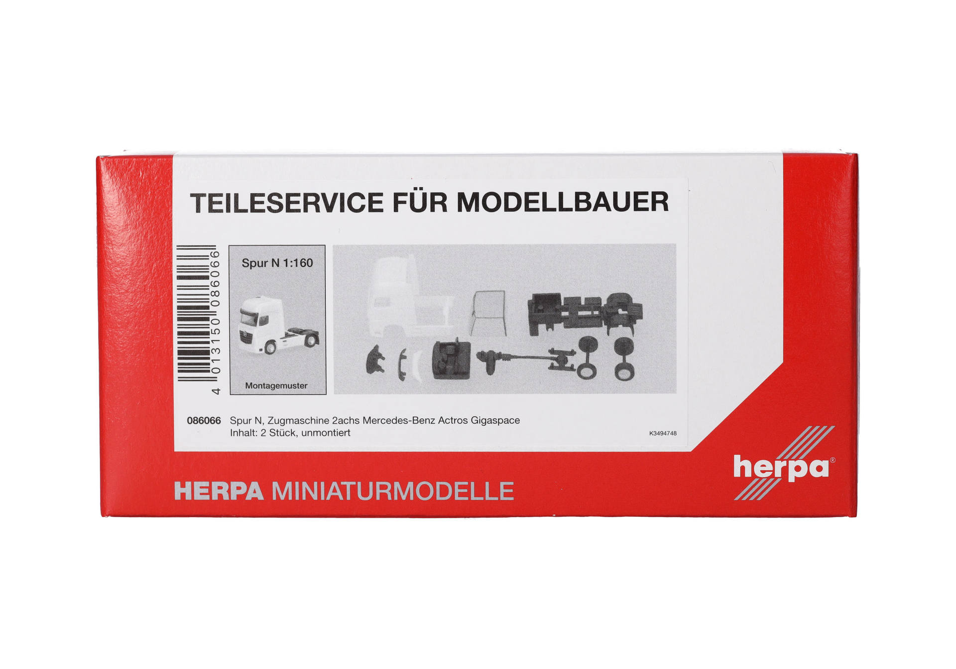 Teileservice, Spur N (1:160), Zugmaschine 2achs Mercedes-Benz Actros Gigaspace, 2 Stück