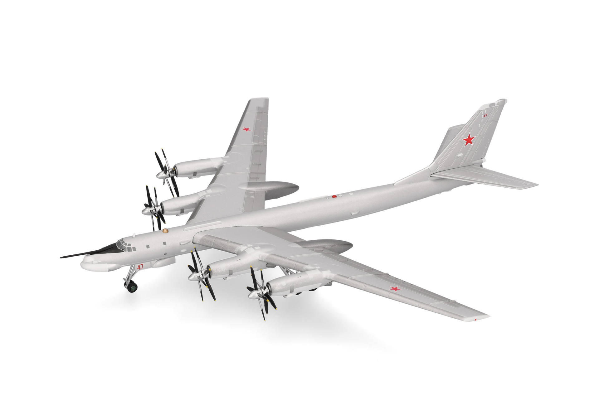 military plane, propeller aircraft, twin-engine, gray color, red star