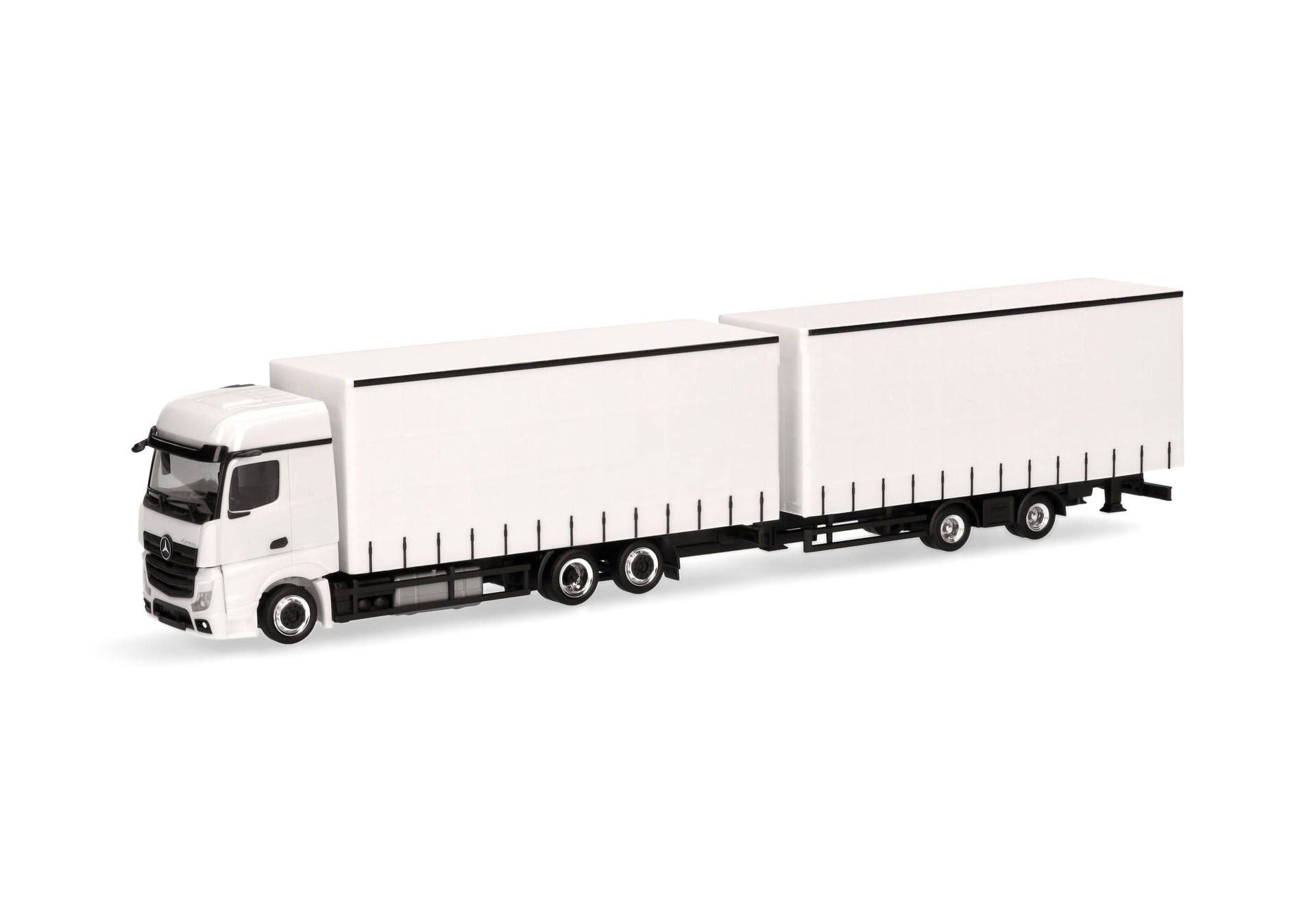 Mercedes-Benz Actros 18 Bigspace volume curtain canvas trailer truck, white