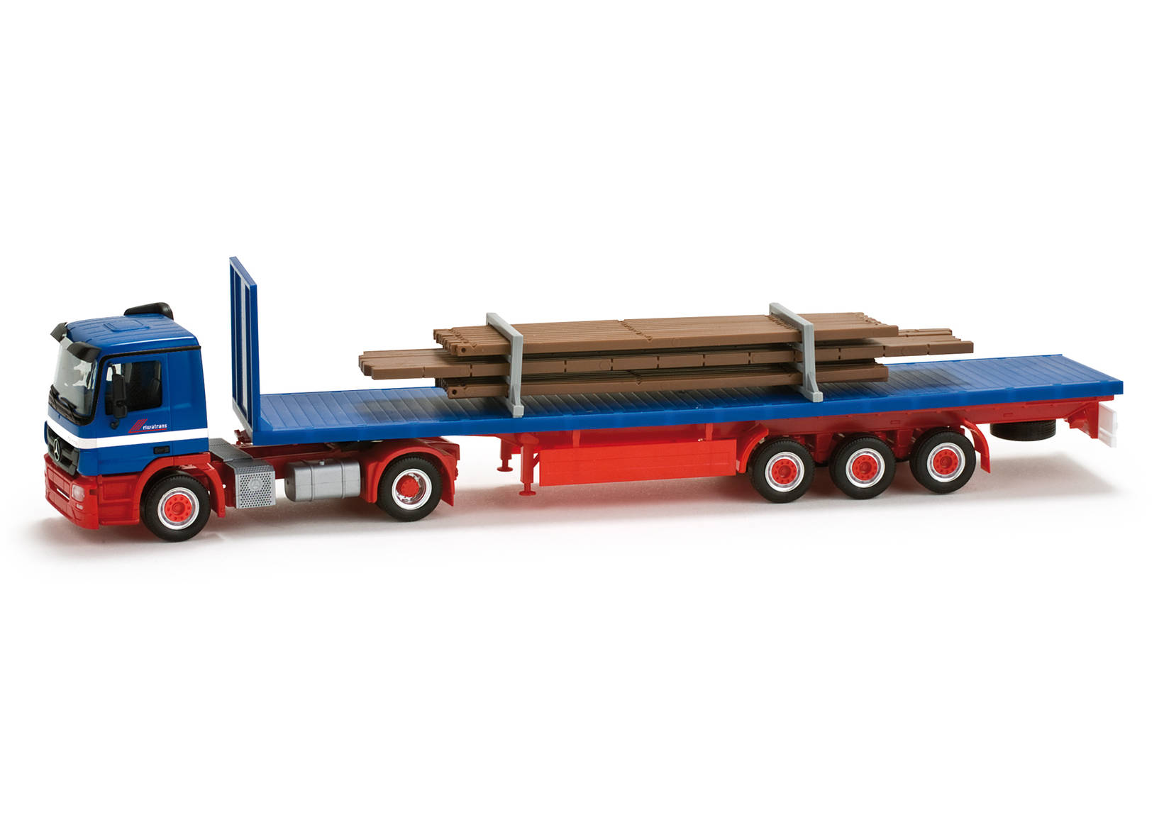 Mercedes-Benz Actros M stake semitrailer with common rafter "Riwatrans"