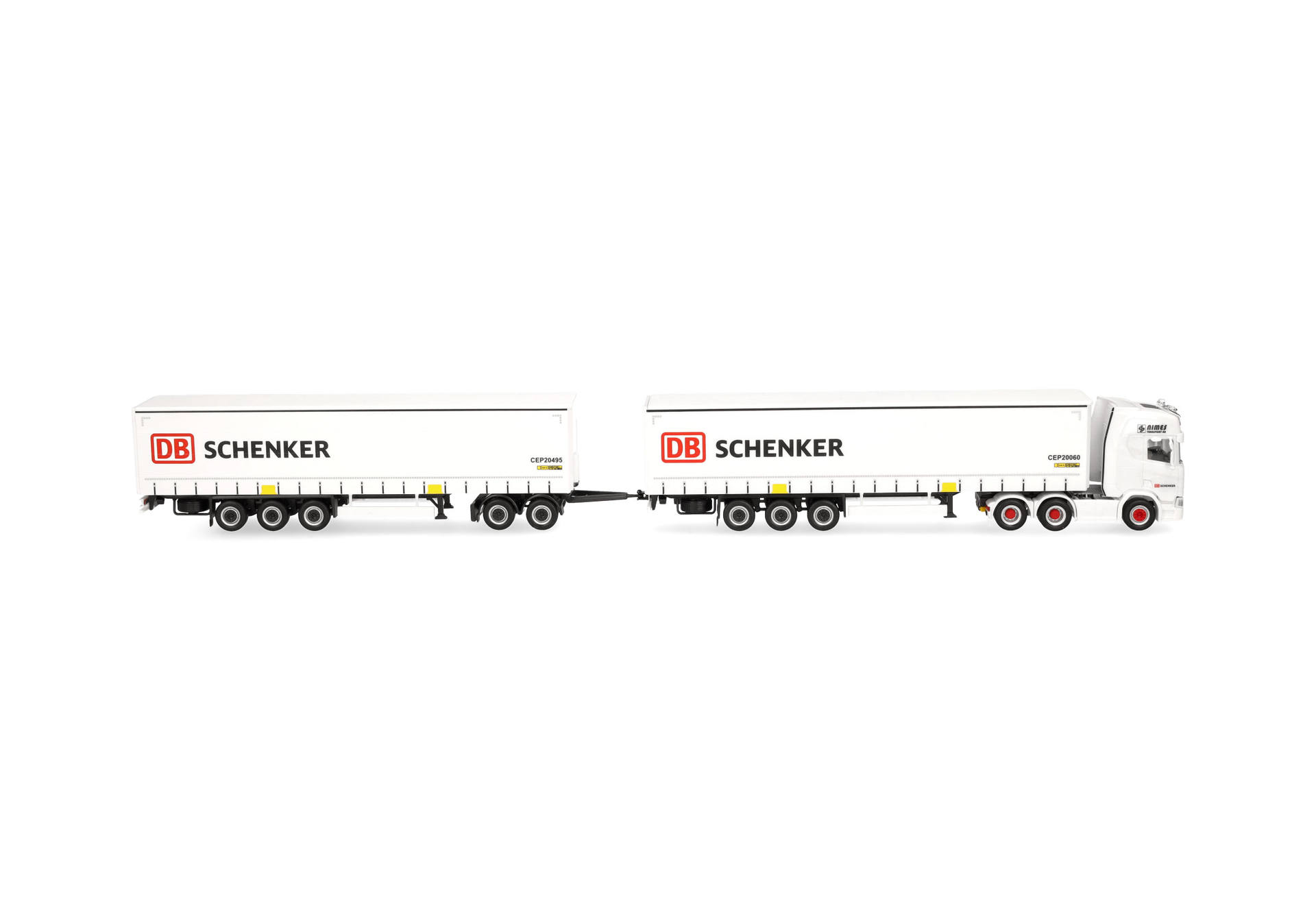Scania CR 20 HD Kühlkoffer-Sattelzug mit zweitem Auflieger (Lang-LKW) "DB Schenker" (Schweden)