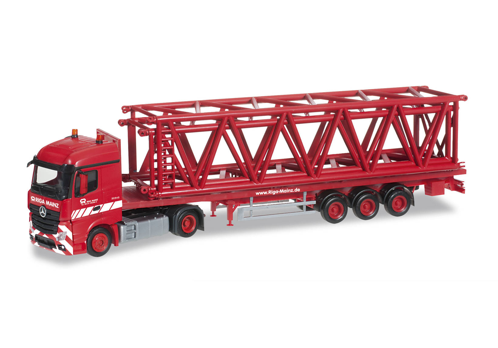 Mercedes-Benz Actros Streamspace flatbed semitrailerwith grider mast parts for Liebherr LR1600/2 "Riga Mainz"