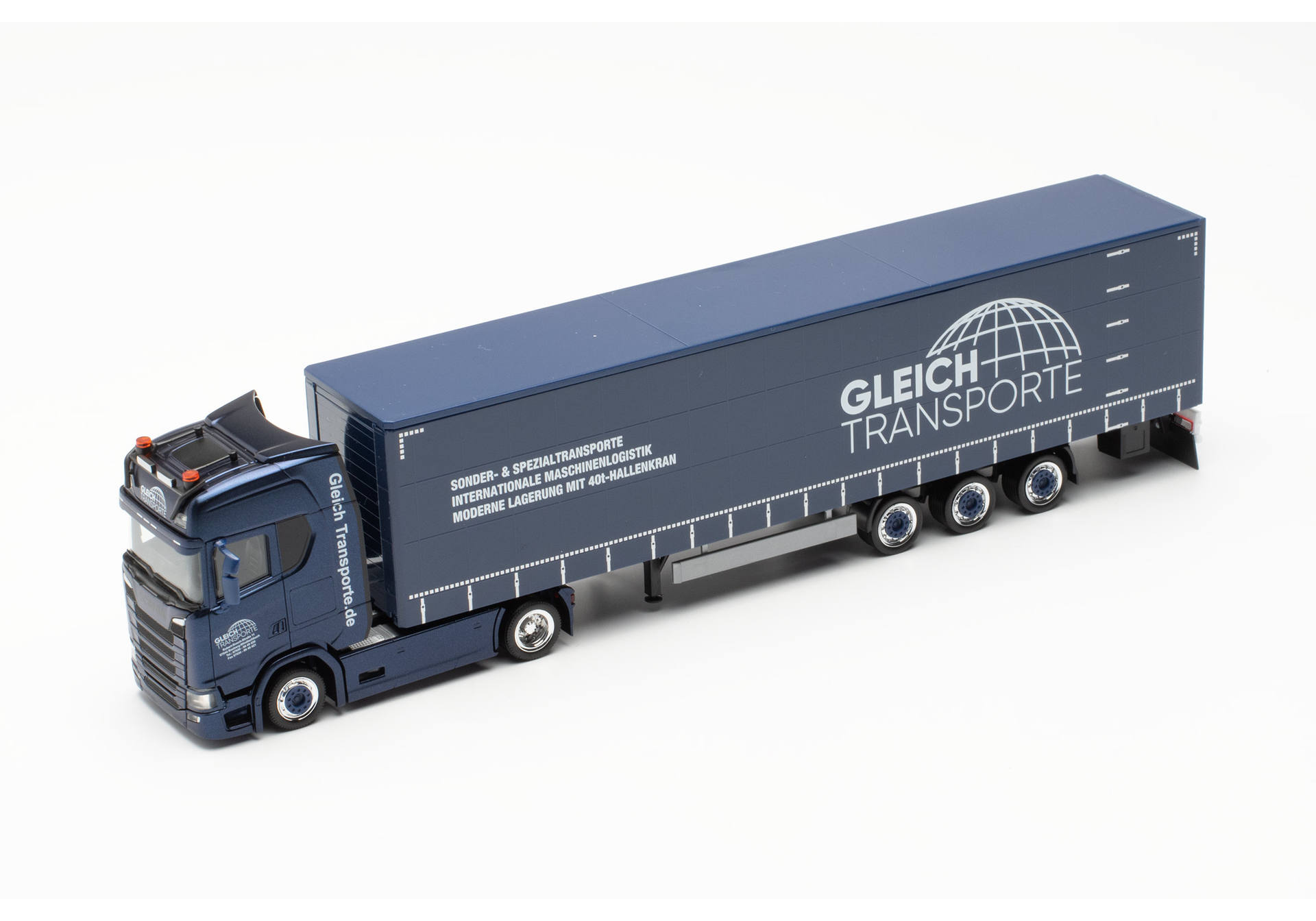 Scania CS20 HD curtain canvas semitrailer truck „Gleich Transporte“