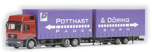 MAN F 2000 Evo Jumbo canvas tandem axel trailer "Potthast & Doering"