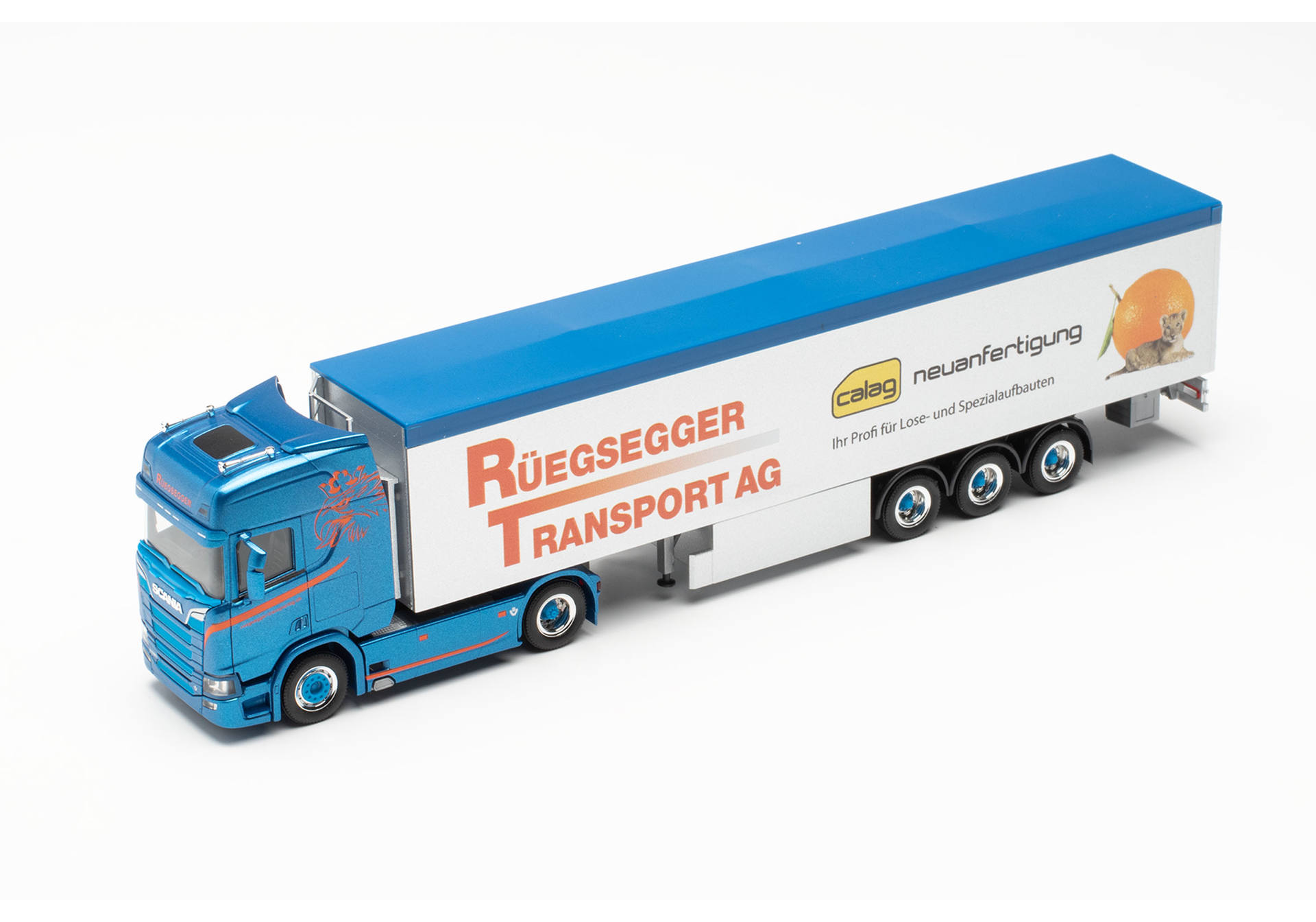 Scania CR 20 HD walking-floor semitrailer "Rüegsegger/Calag"