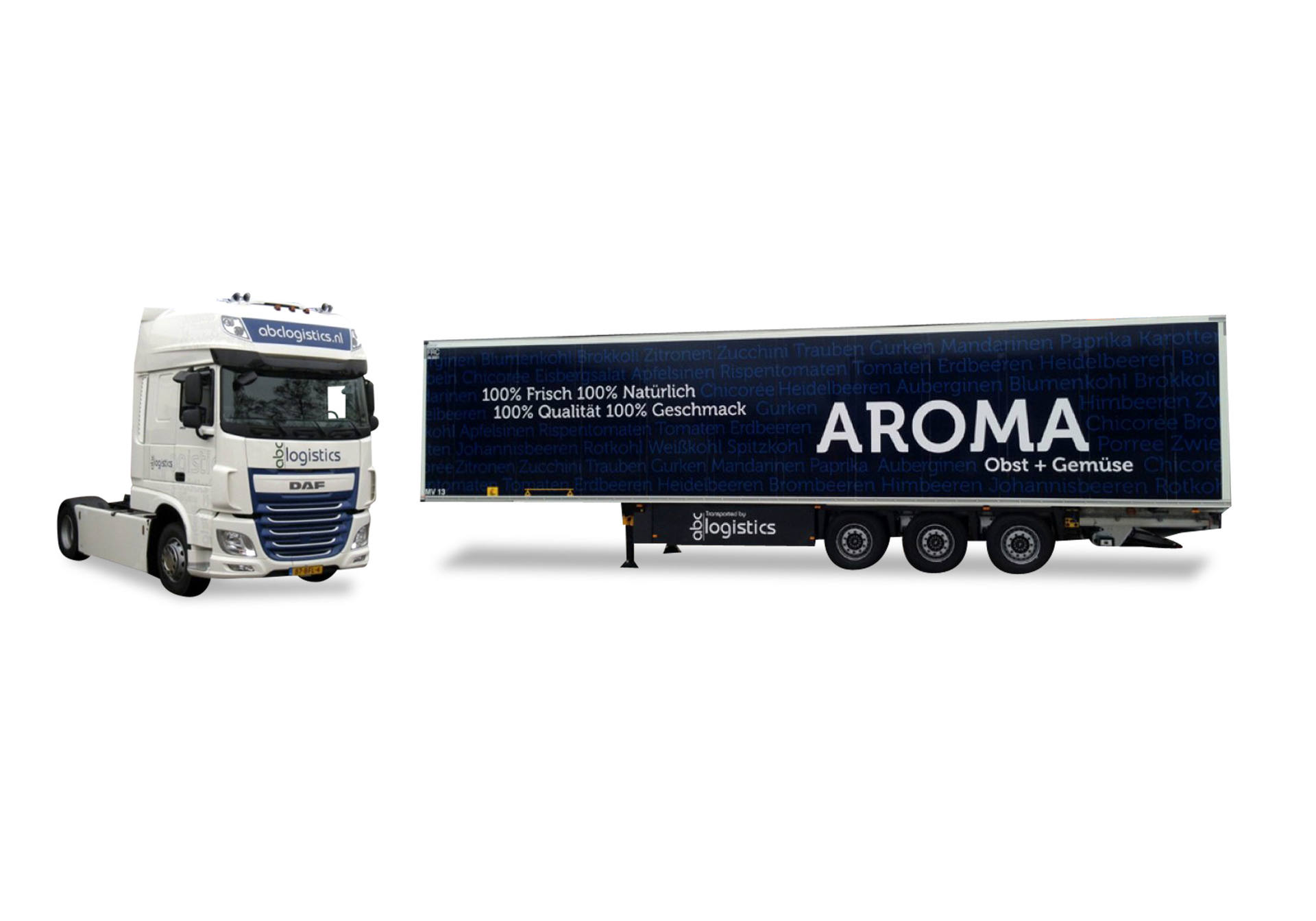 DAF XF Euro 6 refrigerated box semitrailer "ABC Logistics / Aroma"