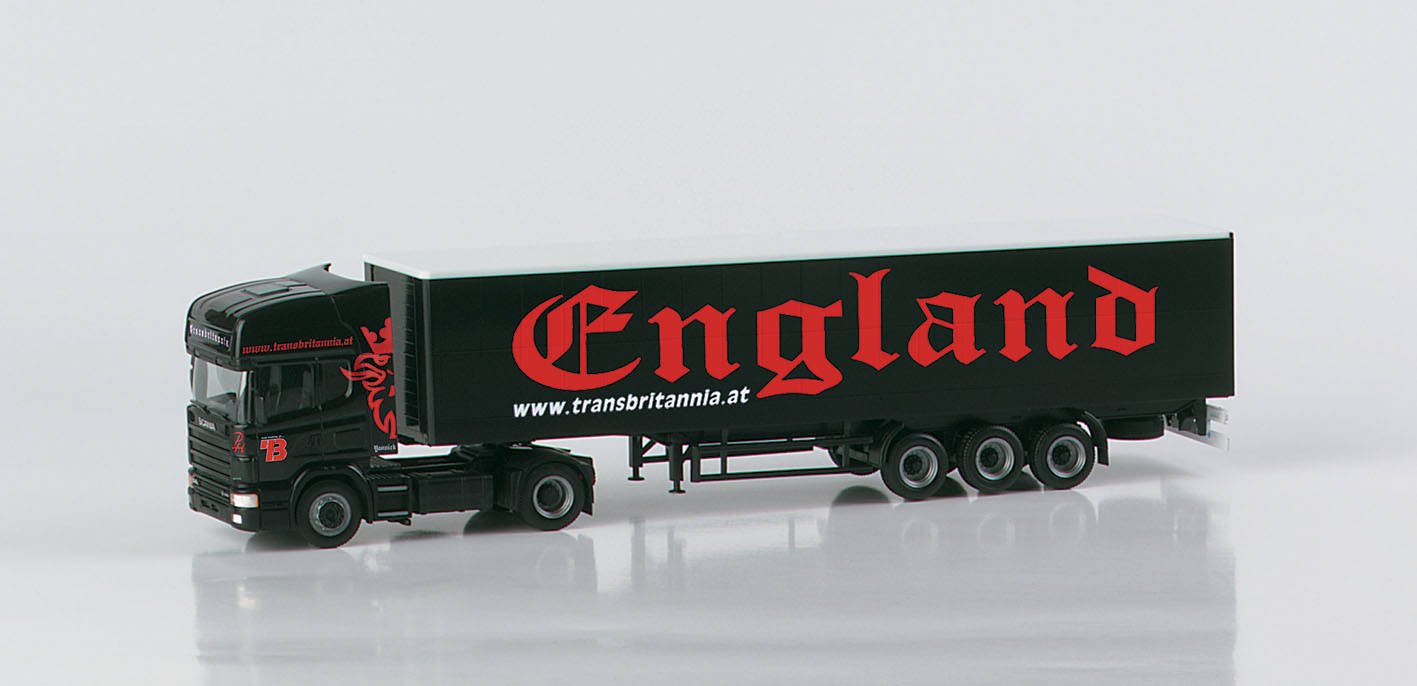 Scania 164 TL curtain trap semitrailer "Transbritannia" (Austria)