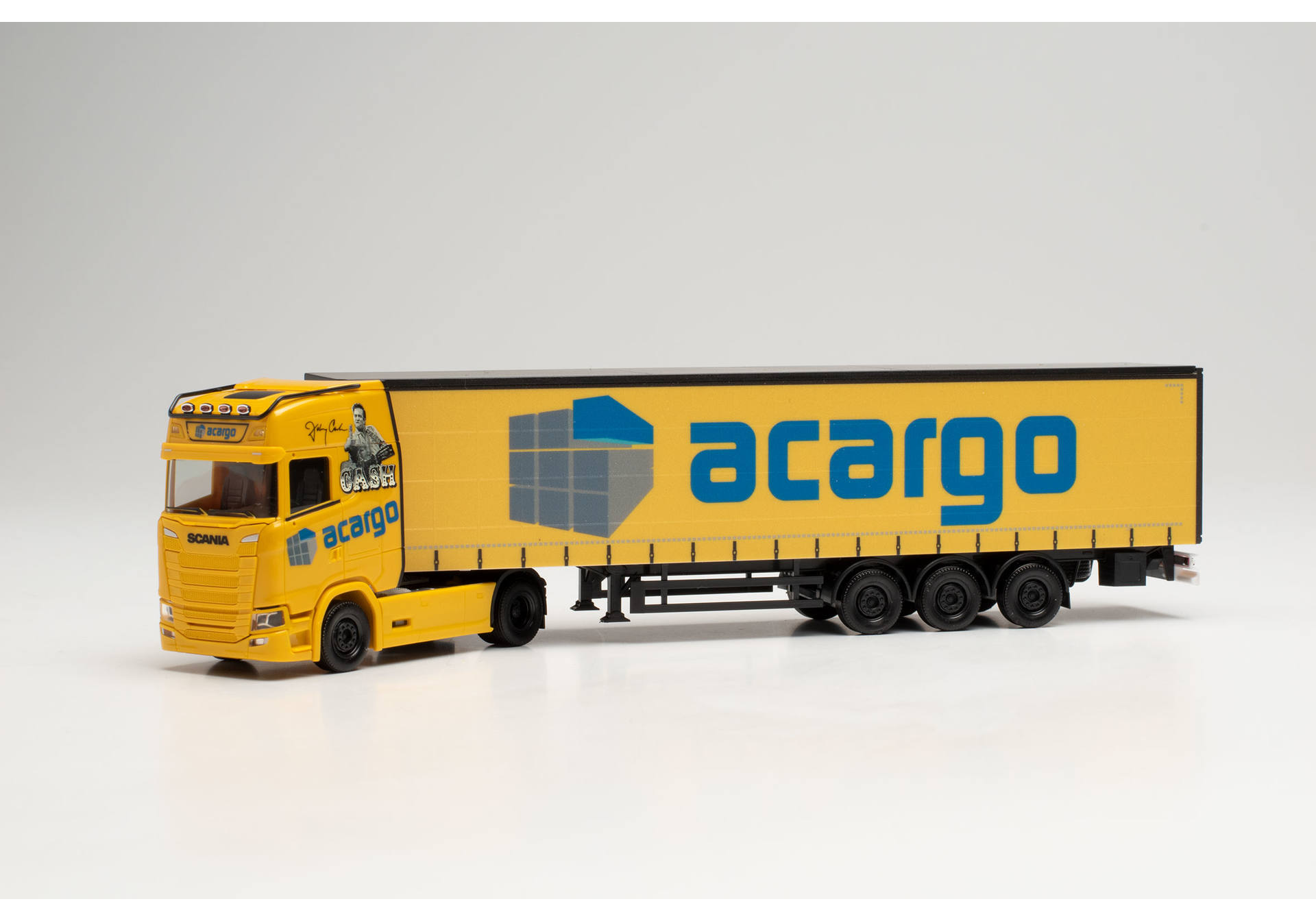 Scania CS 20 HD Gardinenplanen-Sattelzug „acargo / Johnny Cash“