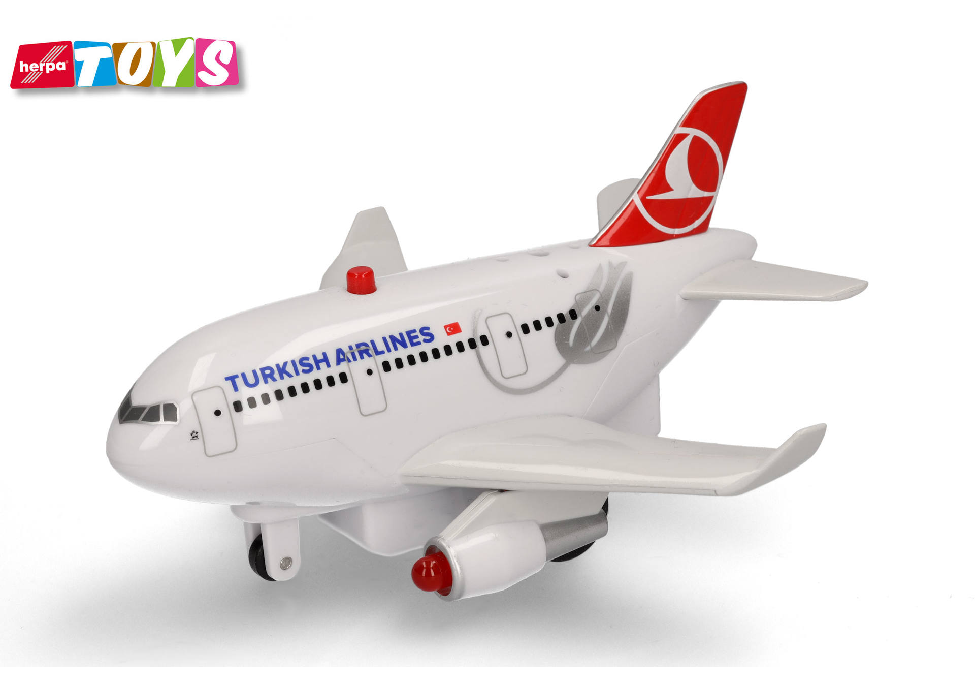Spielzeugflugzeug, Flugzeugmodell, weißes Flugzeug, roter Heckflügel, Turkish Airlines Logo