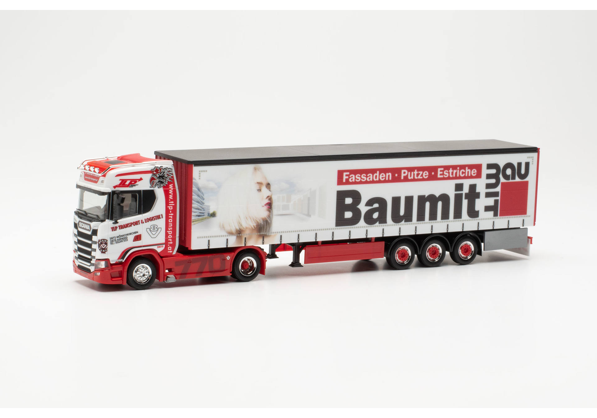 Scania CS 20 HD curtain canvas semitrailer "TLP/BauMit"