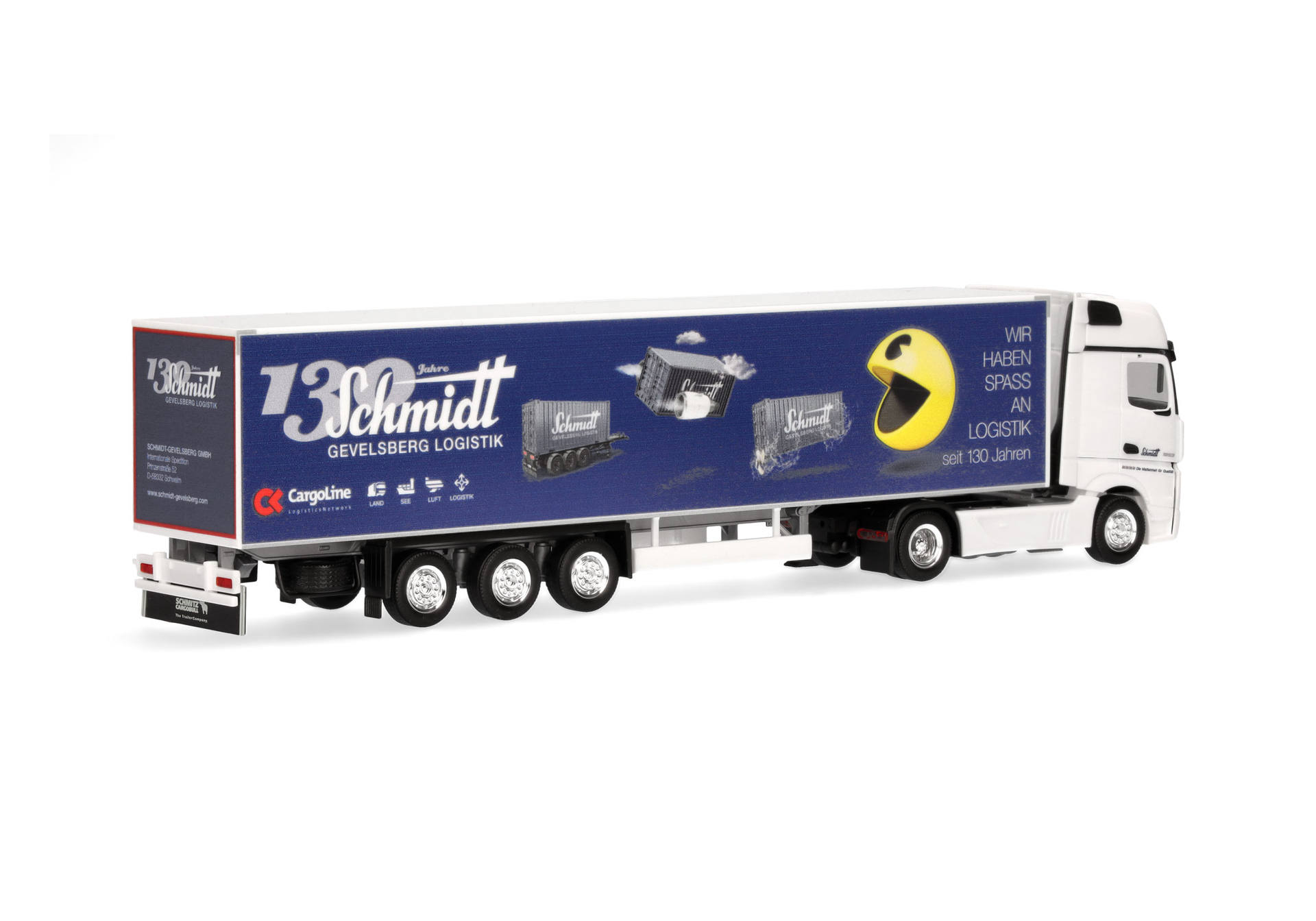 truck, truck trailer, trailer, blue advertising, logo