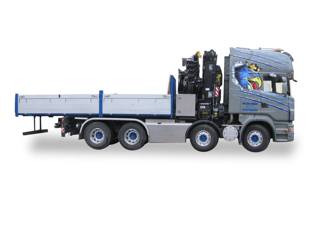 Scania R TL 4-achs LKW mit Kran und Pritsche "Viktor Weber"