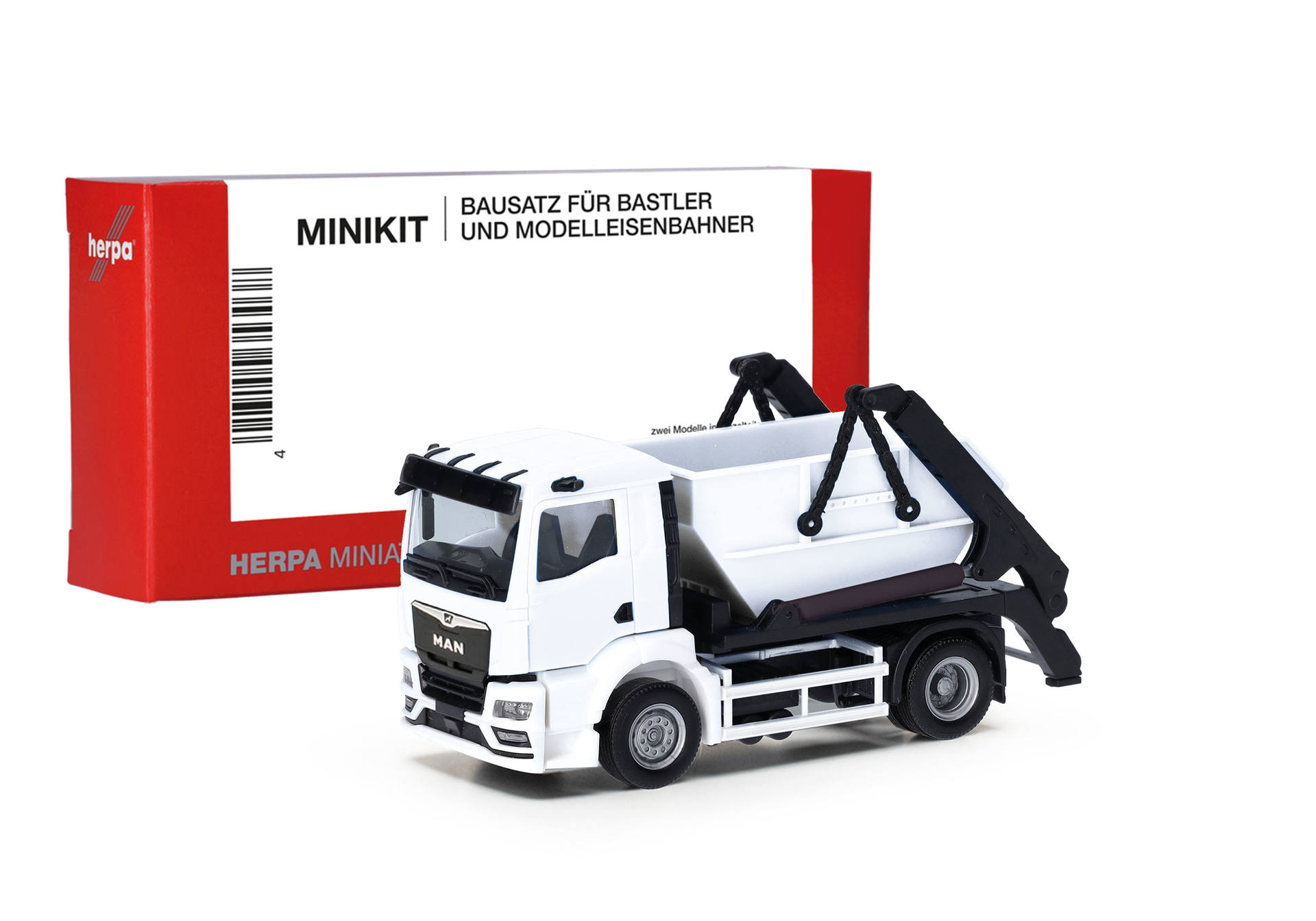 Herpa MiniKit: MAN TGS NN skip loader AK12, white