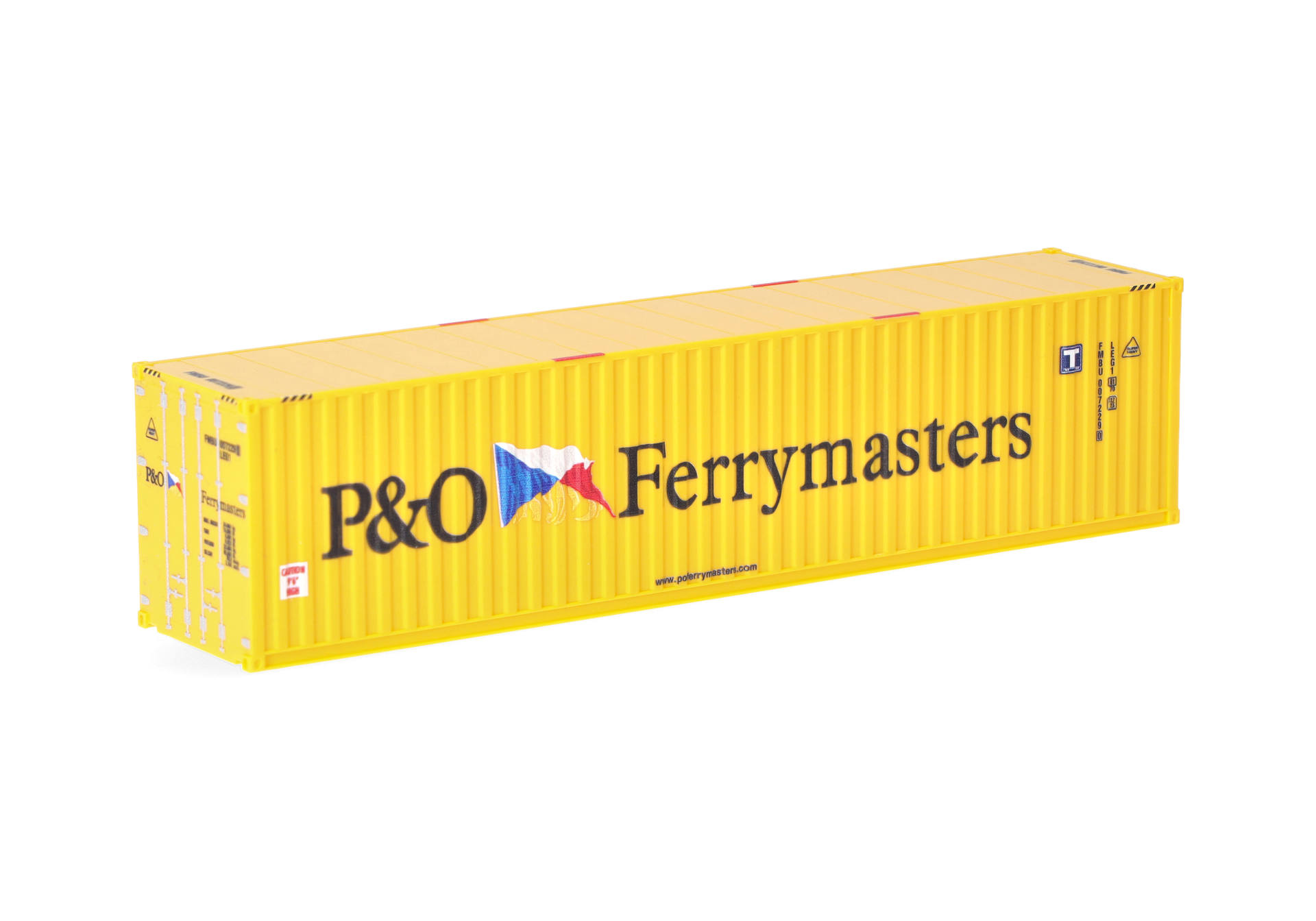shipping container, cargo container, yellow container, P&O Ferrymasters, intermodal