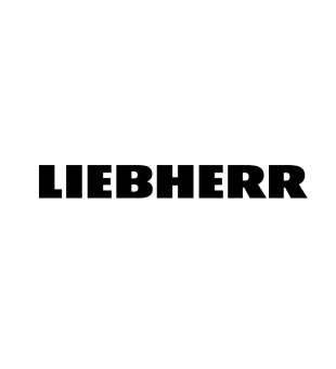 stencil logo, text logo, LIEBHERR, black on white, brand label