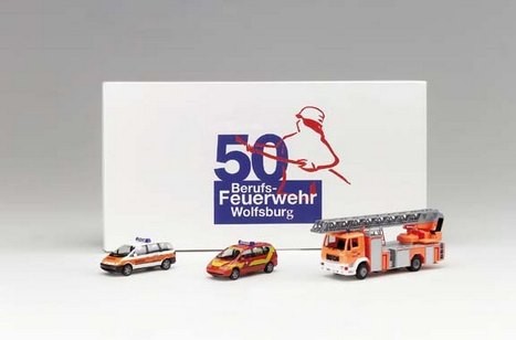 Man/VW Man L2000 Metz DLK 23/12 VW Sharan/NEF 50 years of professional fire brigade Special packaging
