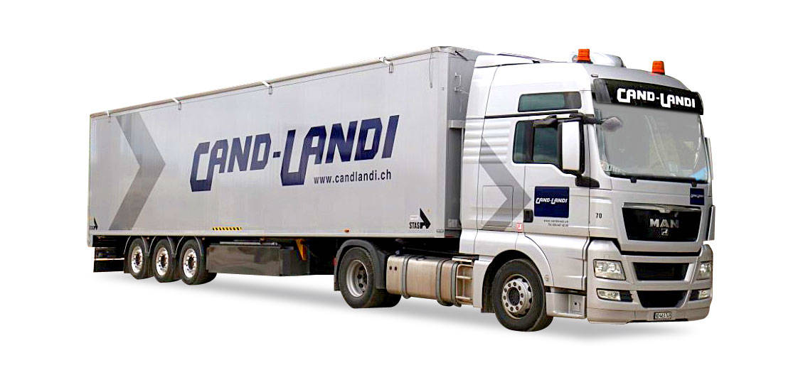 MAN TGX XXL roll-out semitrailer "Cand-Landi"