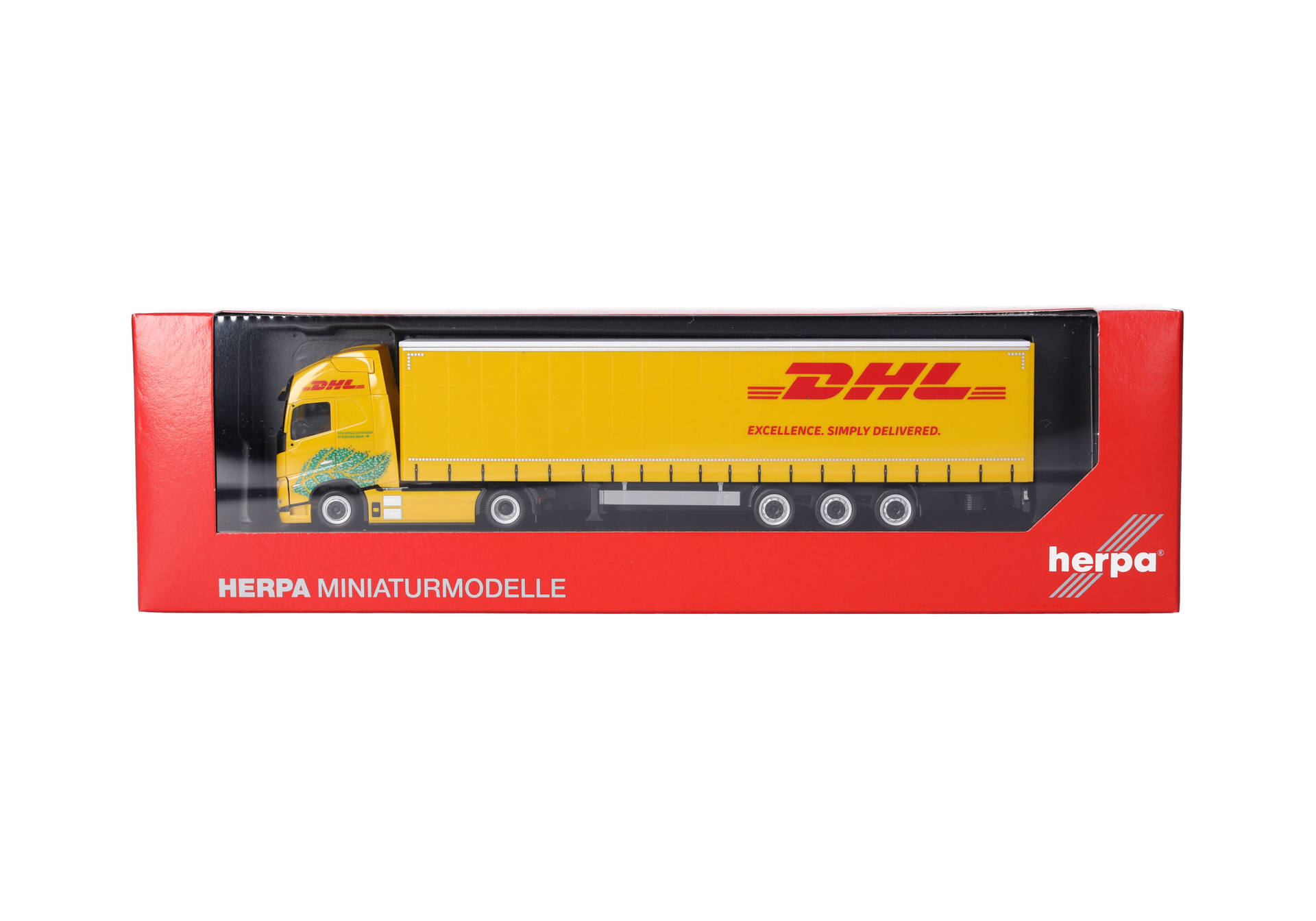 Volvo FH GL XL Electric Lowlinergardinenplanen-Sattelzug "DHL"