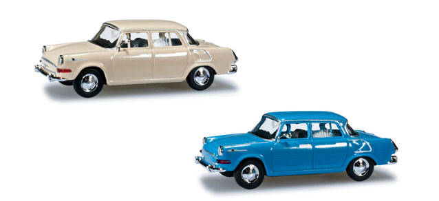 Display Skoda 1000 Mercedes-Benz, 20 Modelle in 2 Farben (10 x hellbeige & 10 x hellblau)