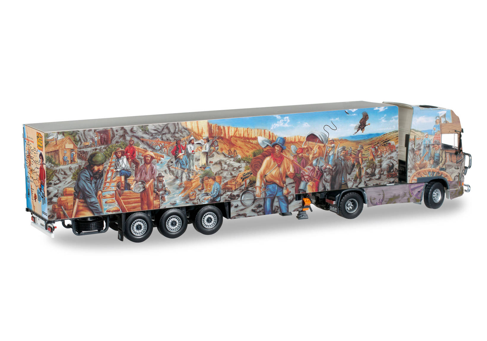 DAF XF 95 SSC refrigerated box trailer "Herpa präsentiert Weltgeschichte Nr.2"