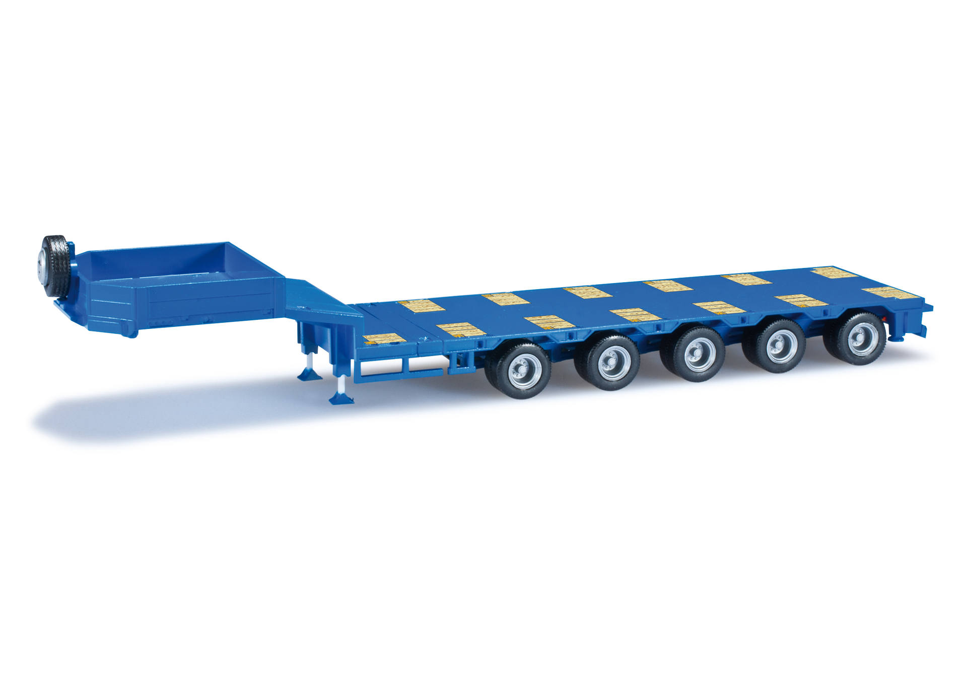 Goldhofer low boy trailer 5-axle with enclosed chutes, signal blue