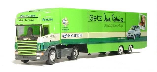 Scania 124 Topline Eurokoffer-Sattelzug "Hyundai Getz"