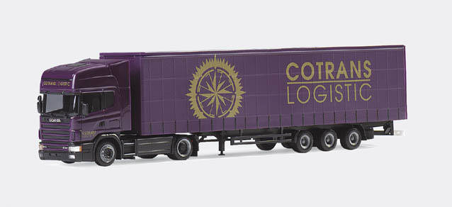 Scania 144 TL lowliner curtain canvas semitrailer "Cotrans“