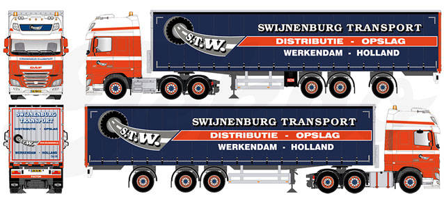 DAF XF 106 curtain canvas semitrailer "Swijnenburg"