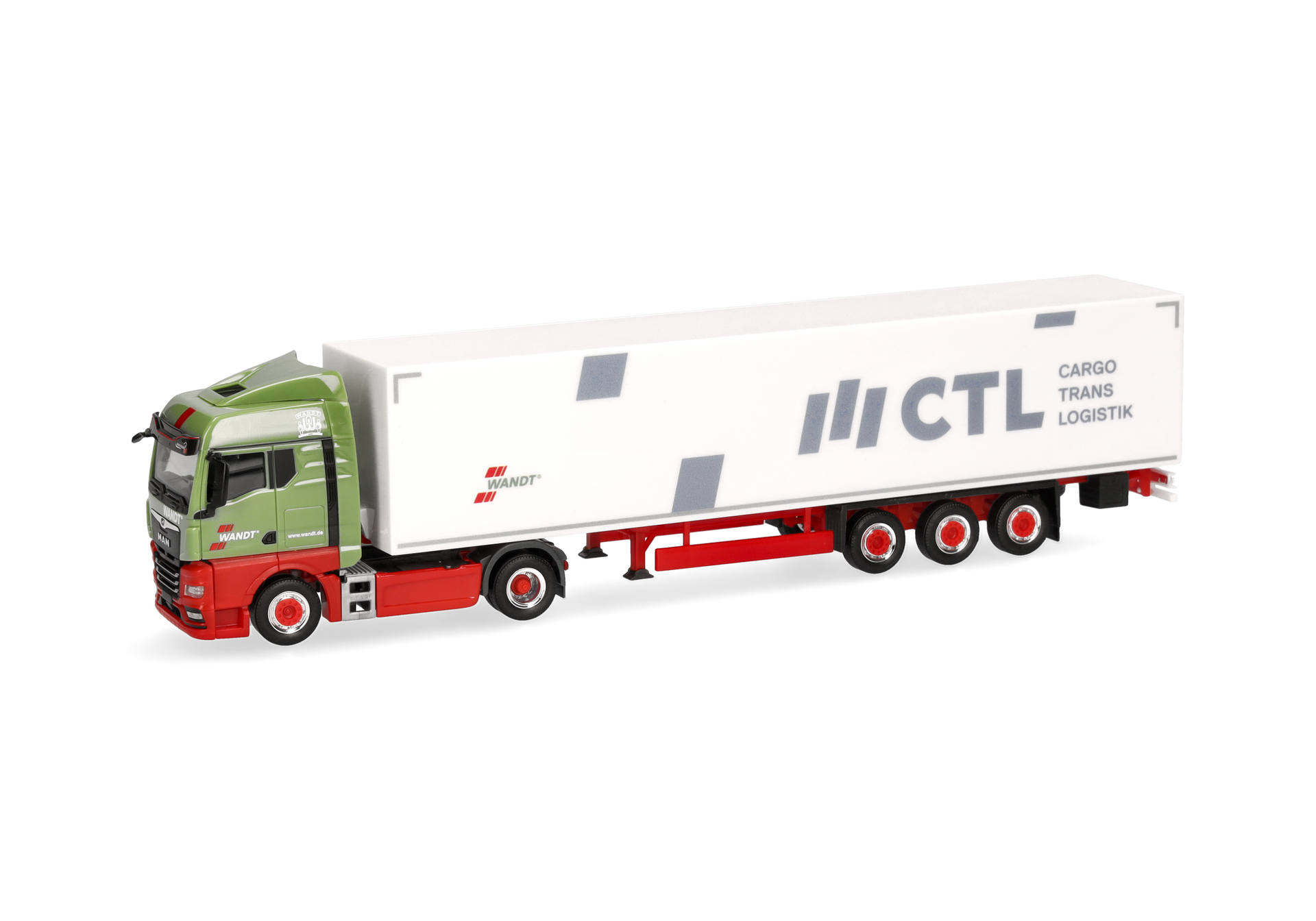 truck, semi-trailer, cargo, model, green-red