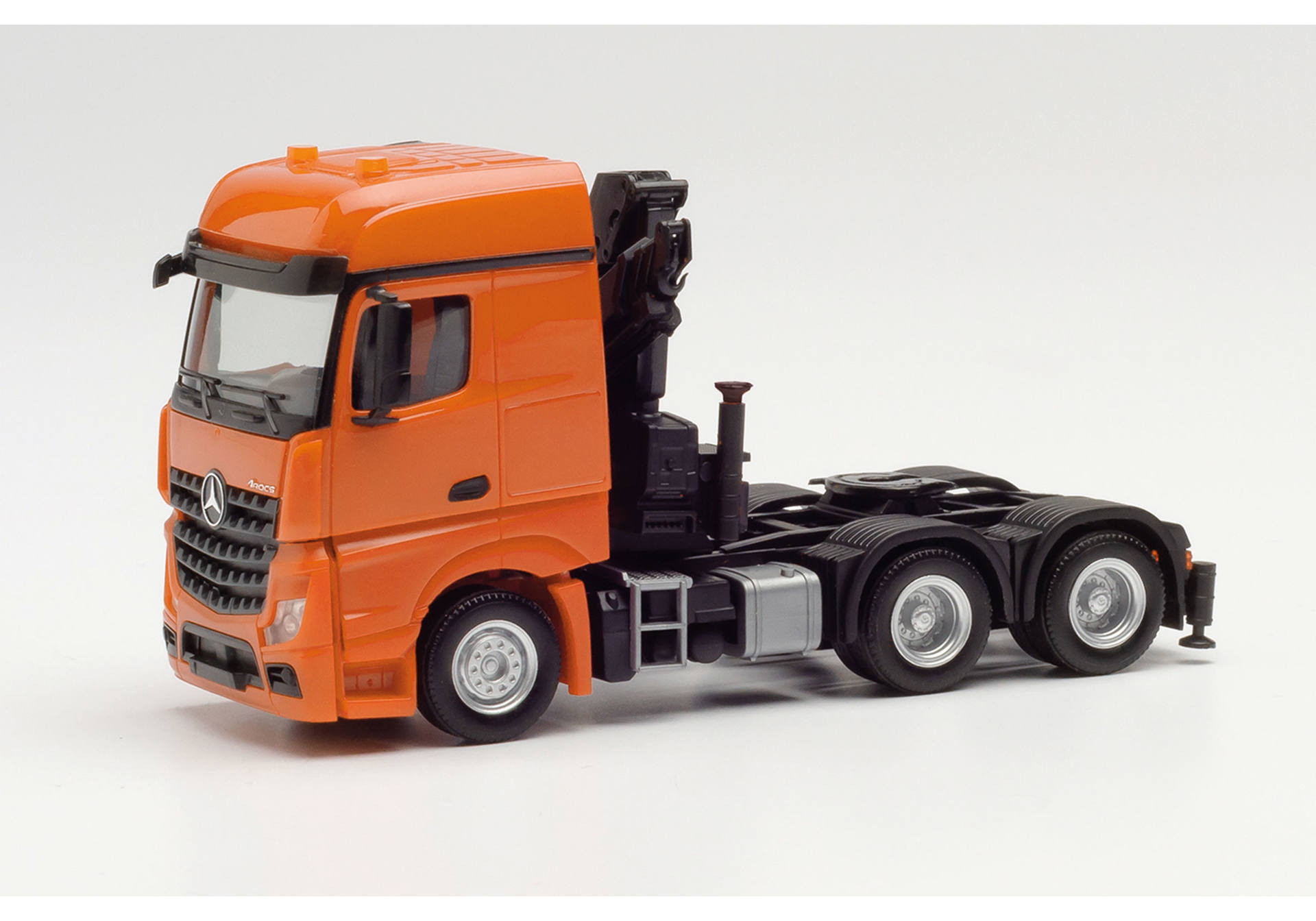 Mercedes-Benz Arocs 6x4 tractor with crane, orange