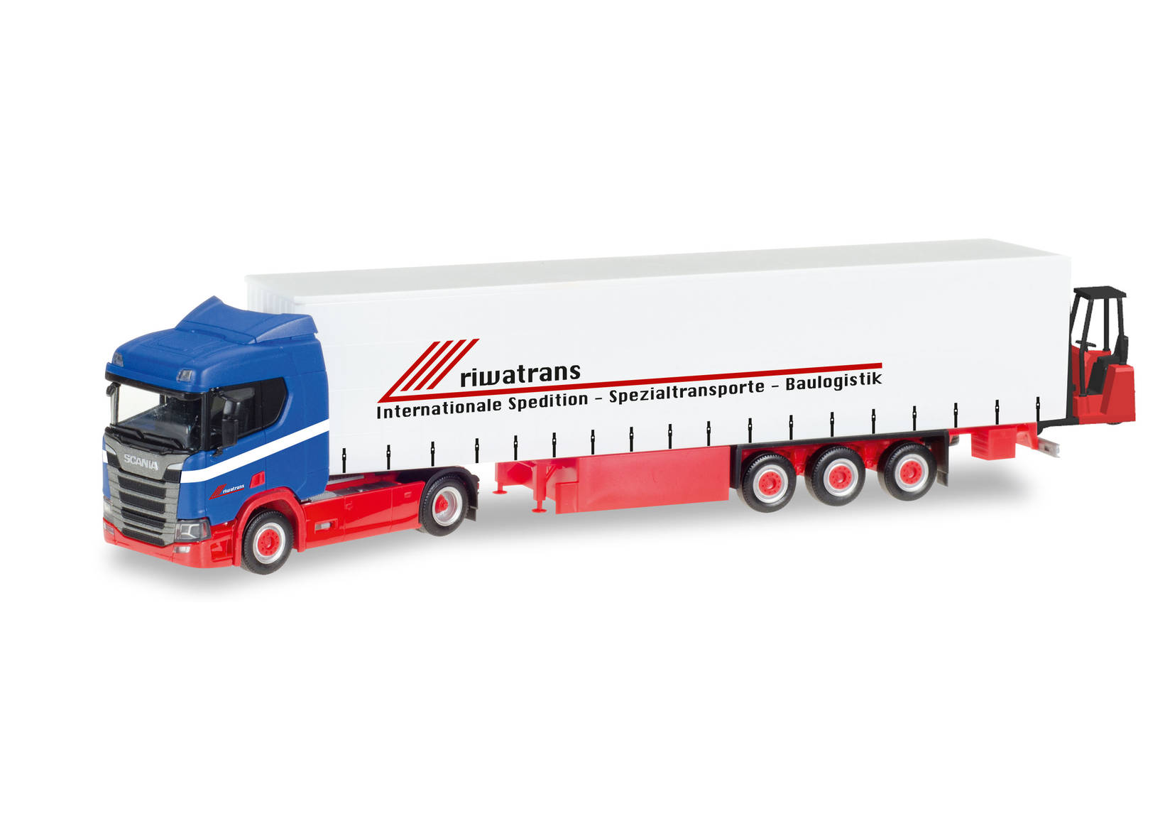 Scania CR 20 ND 4x2 curtain canvas semitrailer with Forklifter "Riwatrans"
