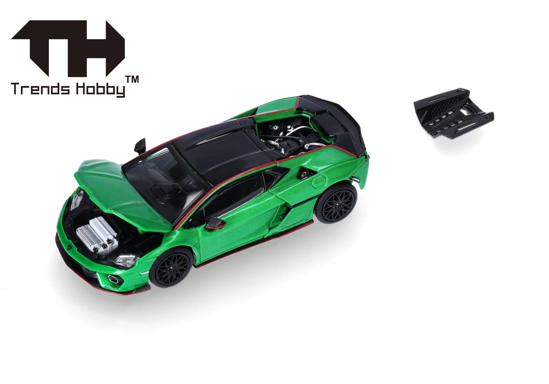 toy, model car, green car, sports car, engine visible