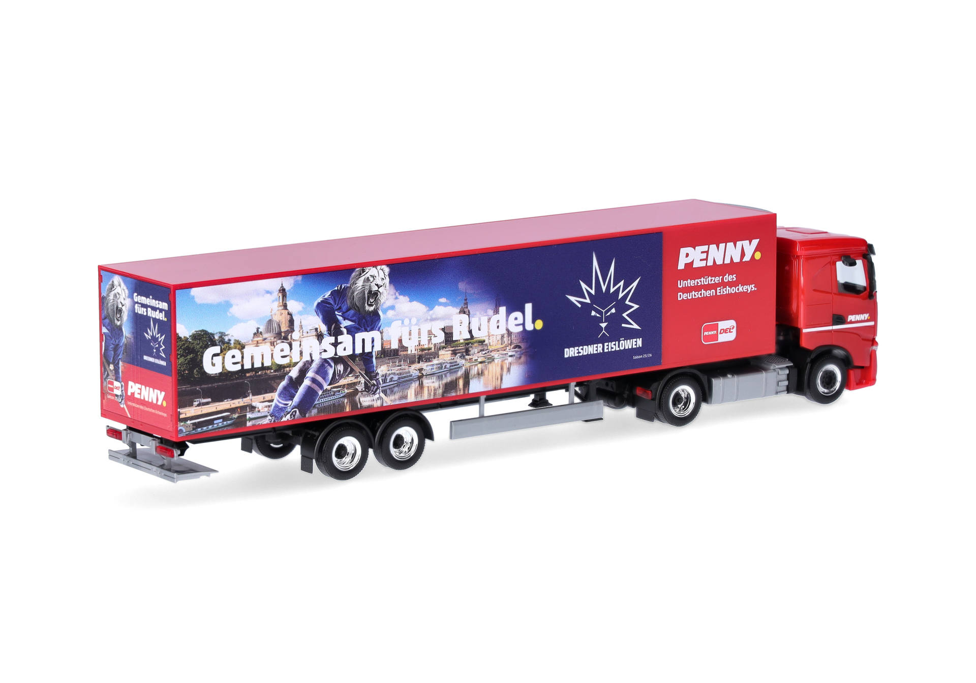 model truck, trailer, red truck, graphic trailer, Penny, trailer, truck, red, graphics, logo