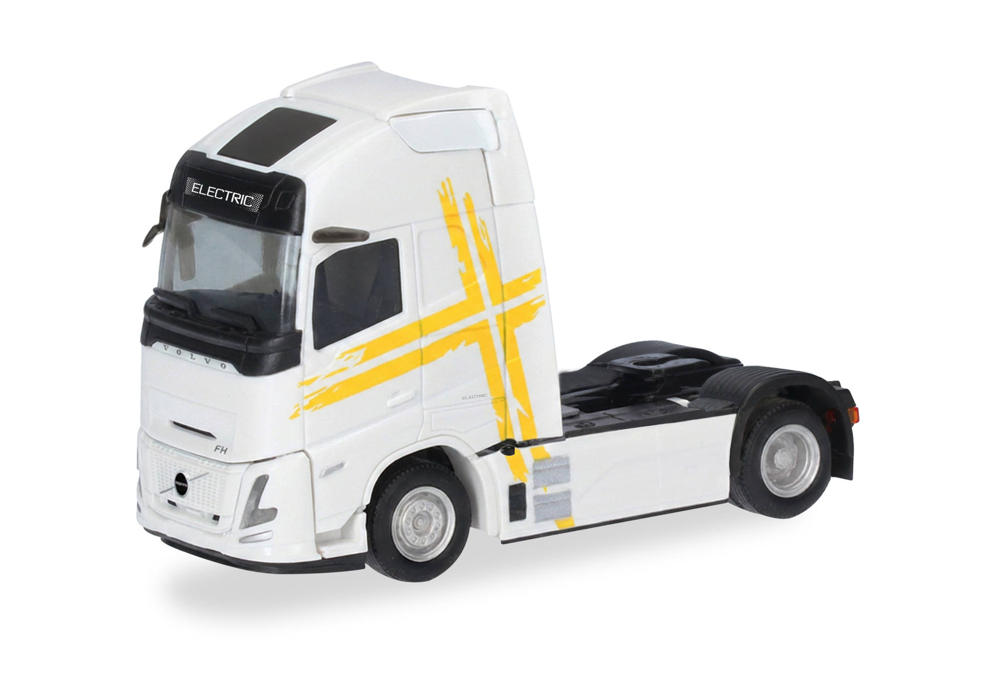 truck, cab, white, yellow cross, toy model