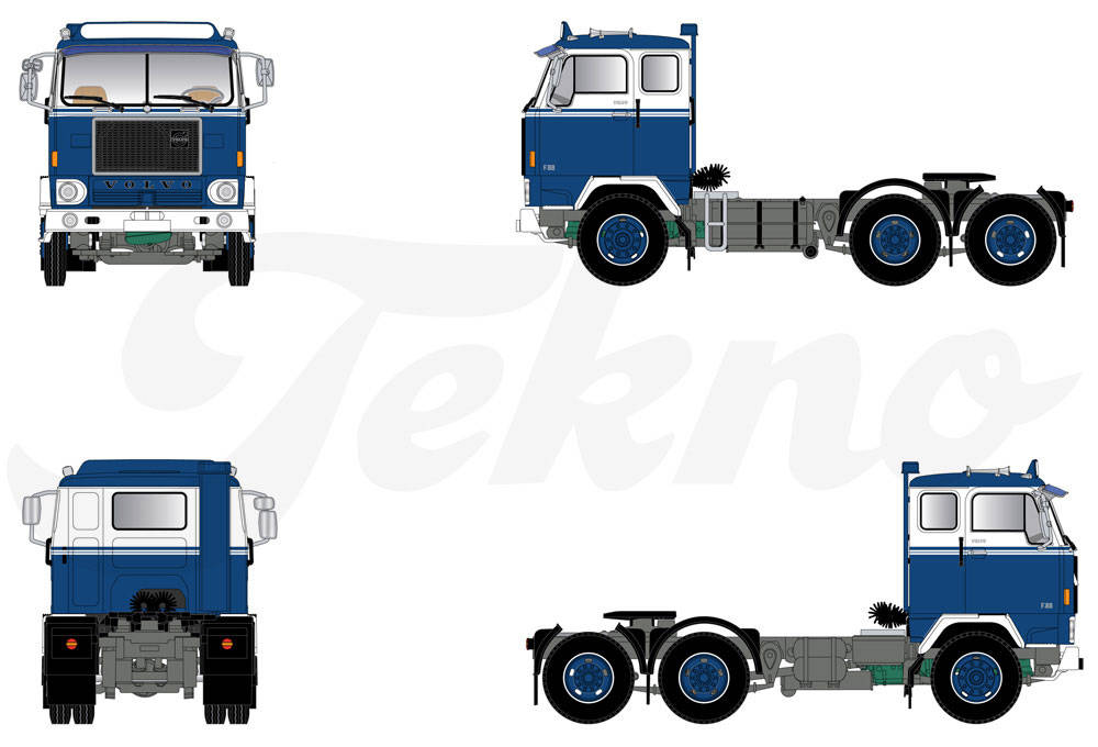 Volvo F88 6x2 rigid tractor, blue/white