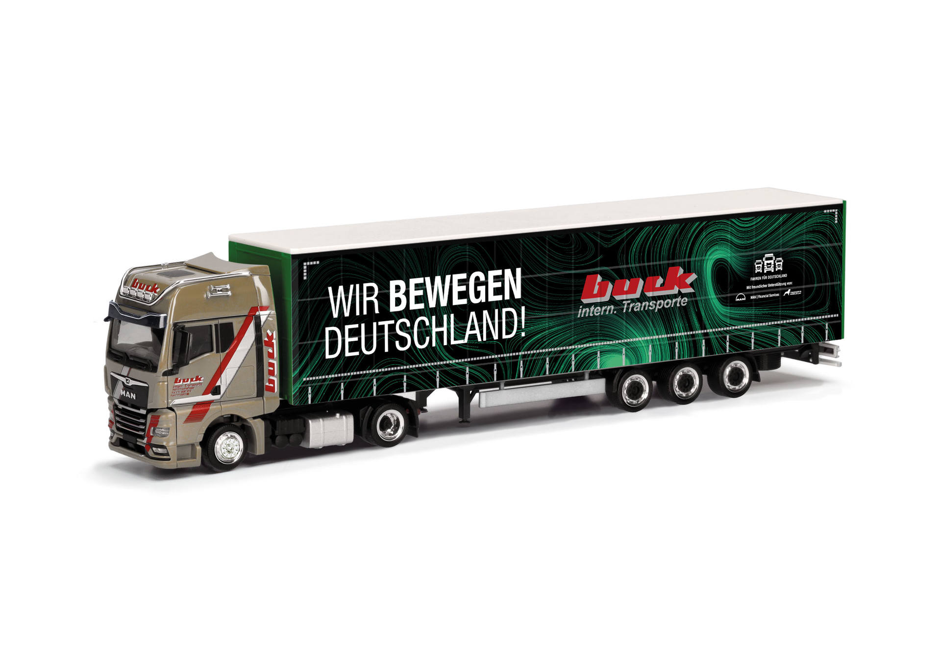 MAN TGX GX lowliner semitrailer truck "Buck/Wir bewegen Deutschland"