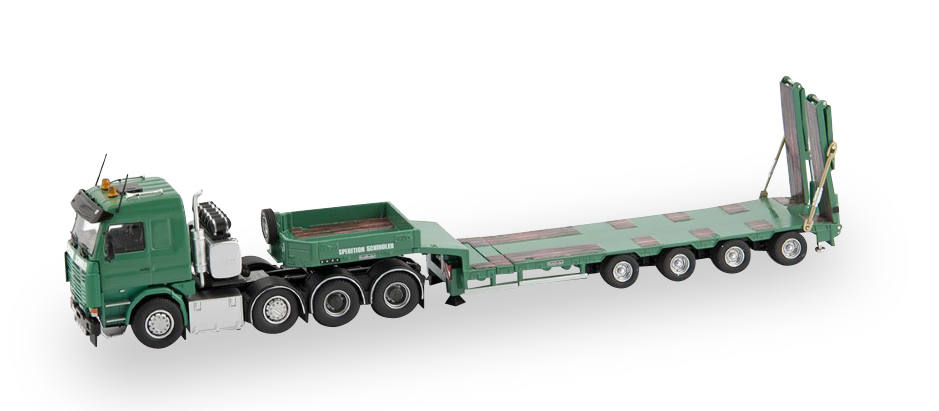 Scania 143 TL 8x4 low boy semitrailer "Schindler"