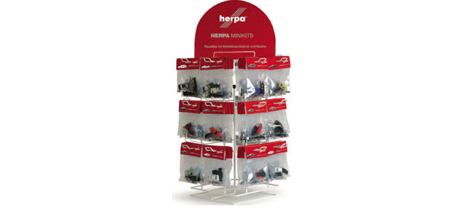 Display Herpa MiniKits mit 120 Modellbausätzen