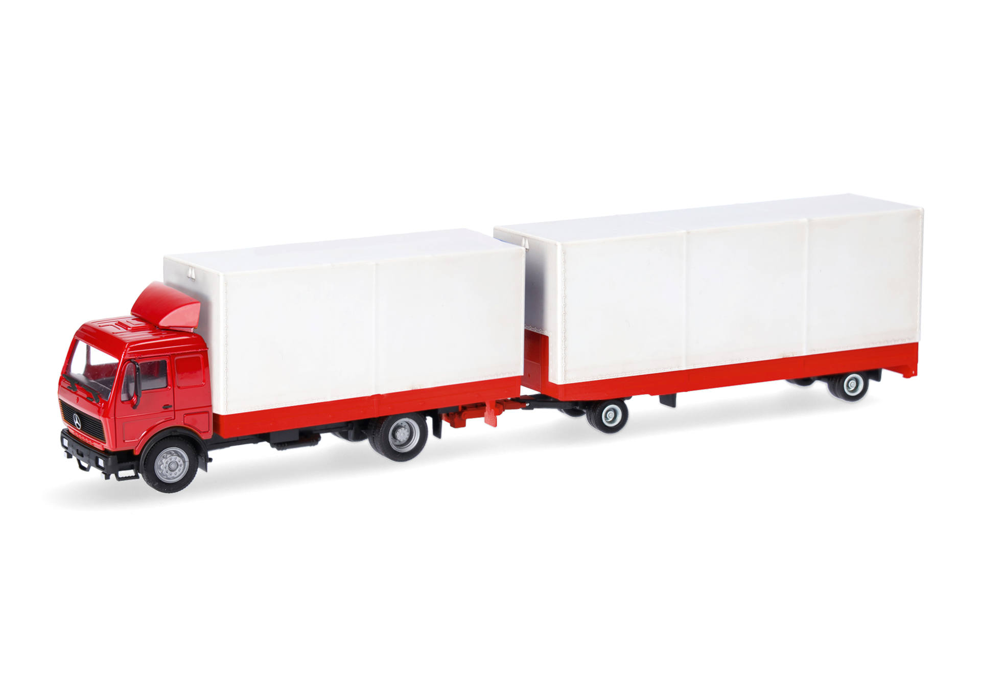 Herpa Basic: Mercedes-Benz NG Volumen-Hängerzug, rot/weiß