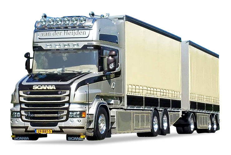 Scania Hauber curtain canvas trailer "Van der Heijden"