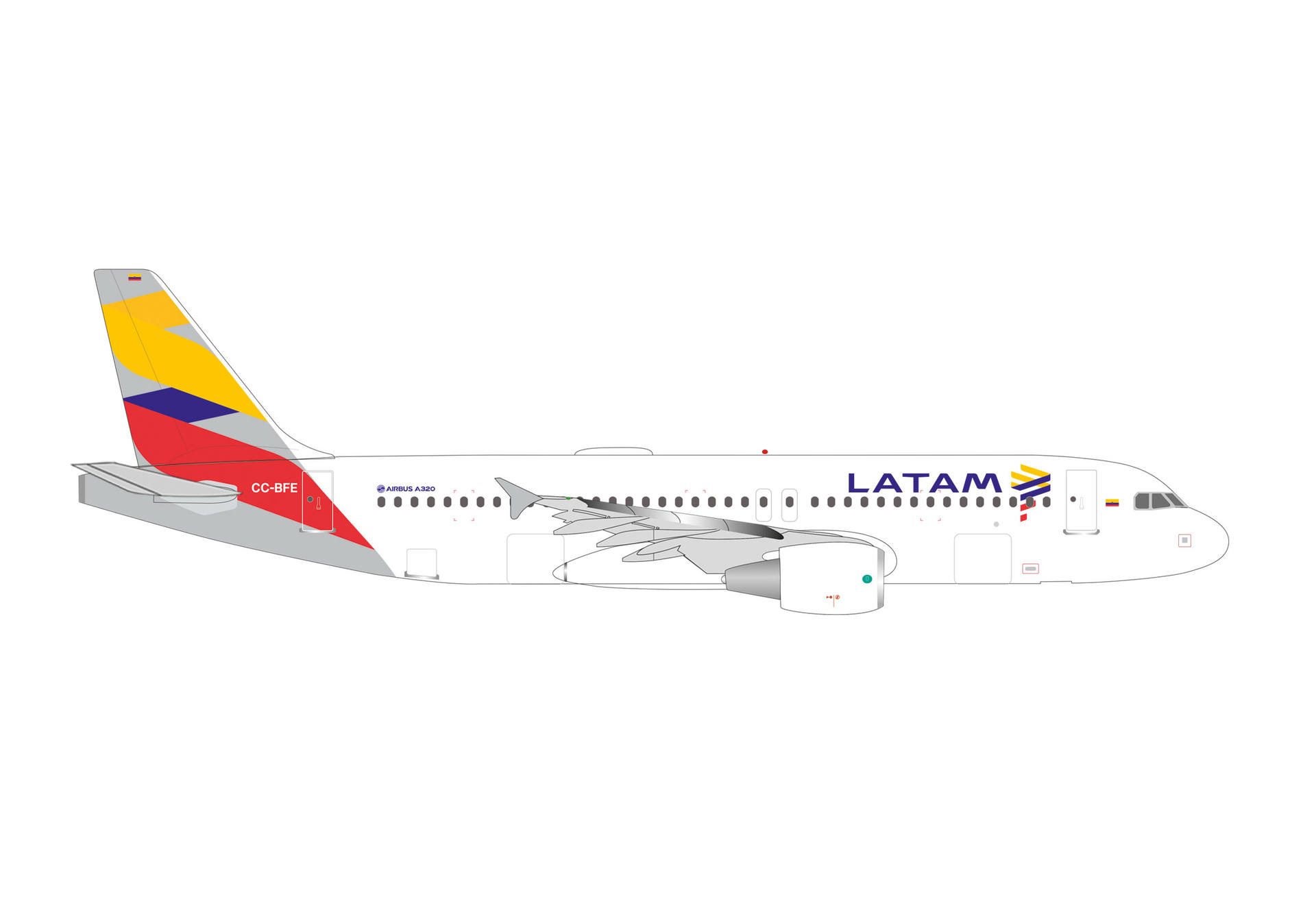 LATAM Airlines Chile Airbus A320 - Colombia Flag livery - CC-BFE