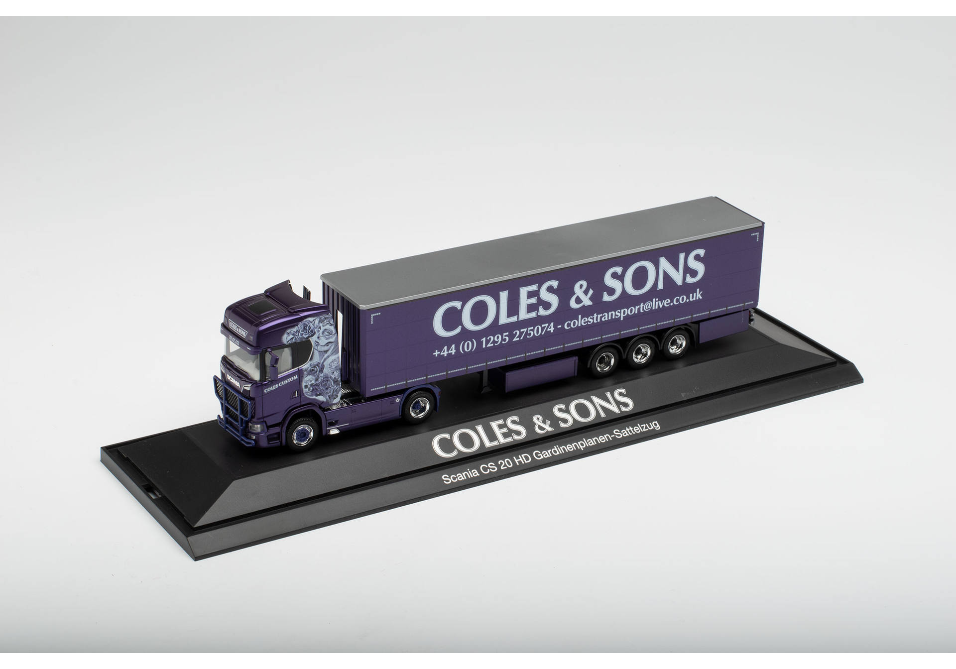 Scania CS 20 high roof curtain canvas semitrailer truck "Coles & Sons"