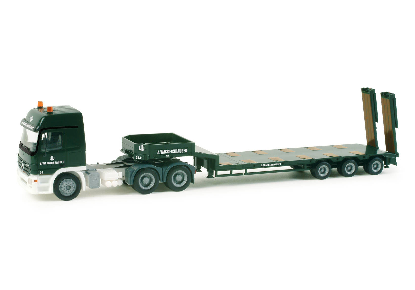 Mercedes-Benz Actros LH with Goldhofer semi low-boy semitrailer "Waggershauser"