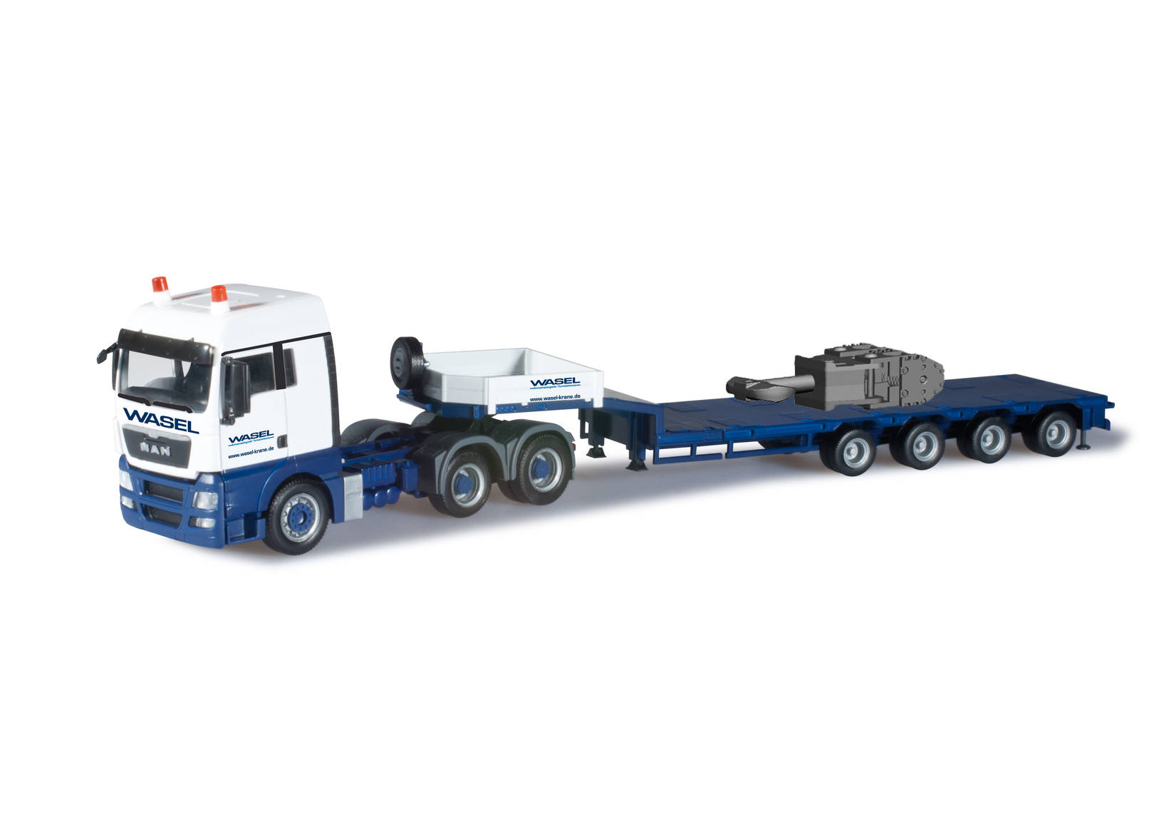 MAN TGX XLX Euro 5 semi low boy semitrailer with hook blocks for Liebherr LR 1600/2 "Wasel Krane"