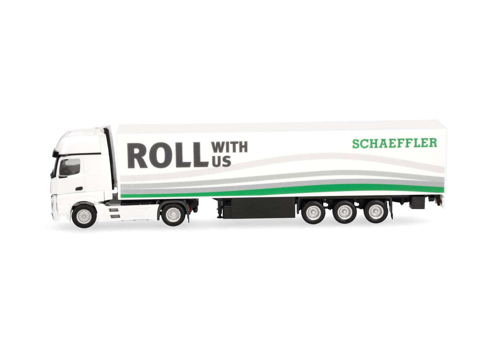 truck, semi-trailer, box trailer, white truck, graphics on trailer
