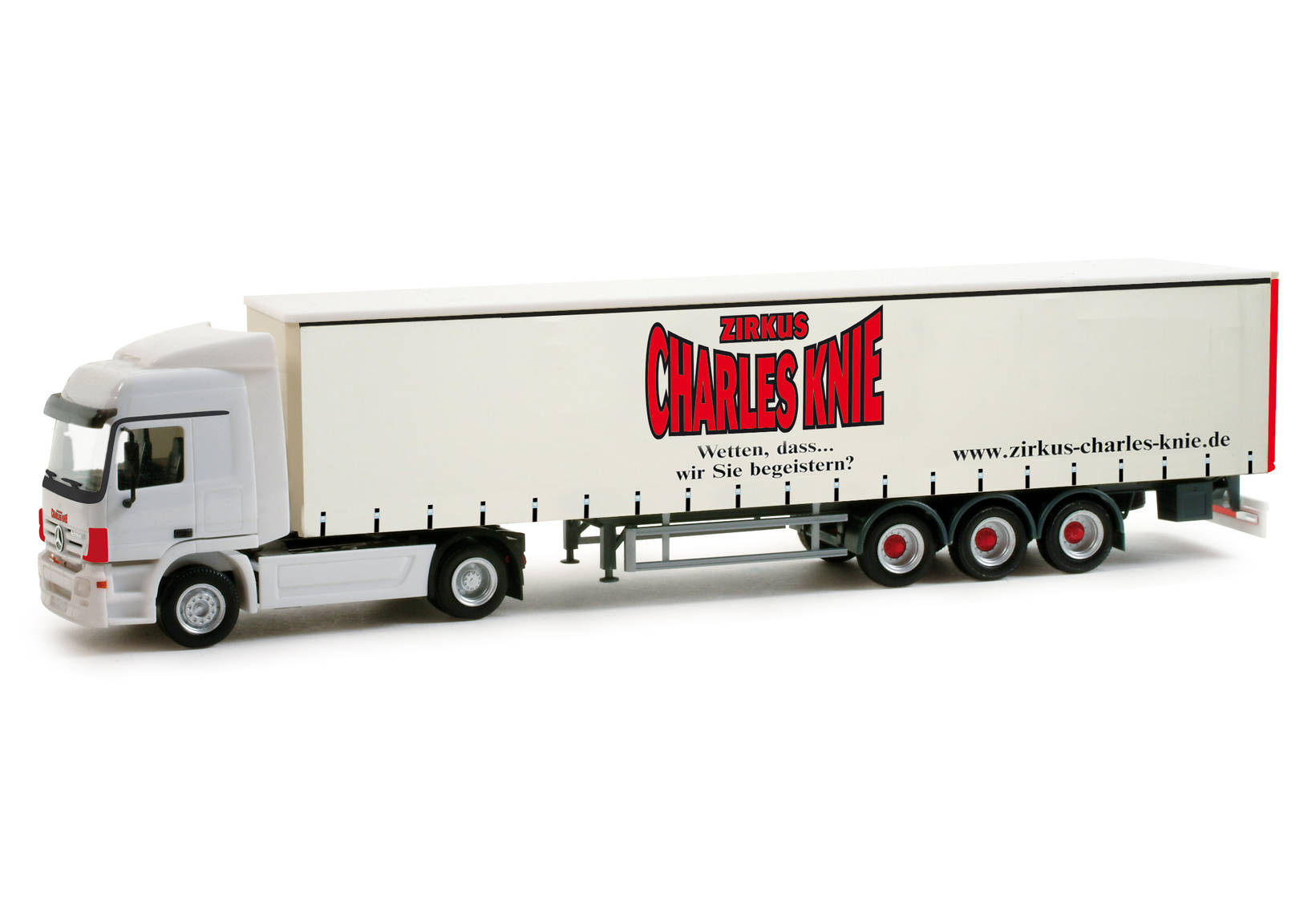 Mercedes-Benz Actros L 02 curtain canvas semitrailer "Circus Charles Knie"